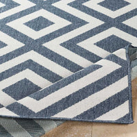 Surya Alfresco Alf-9657 Charcoal, White Geometric Area Rug