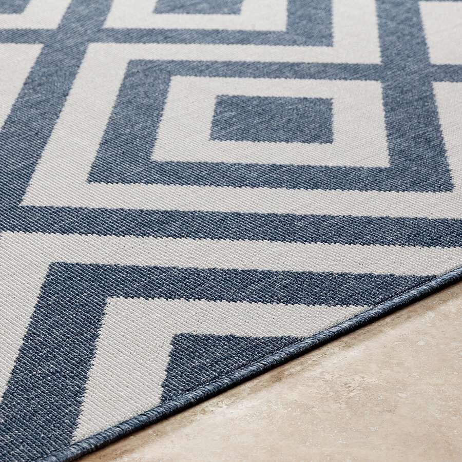 Surya Alfresco Alf-9657 Charcoal, White Geometric Area Rug