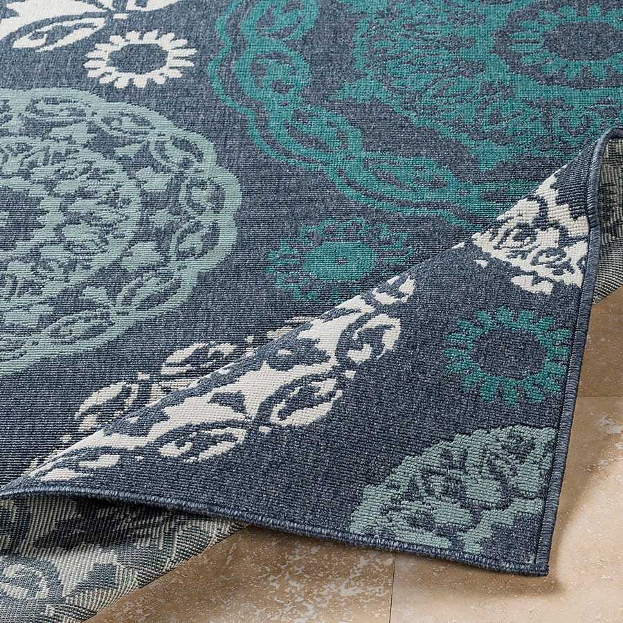 Surya Alfresco Alf-9666 Charcoal, Aqua, Teal, White Geometric Area Rug