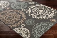 Surya Alfresco Alf-9668 Black, Sea Foam, Camel, Cream Geometric Area Rug