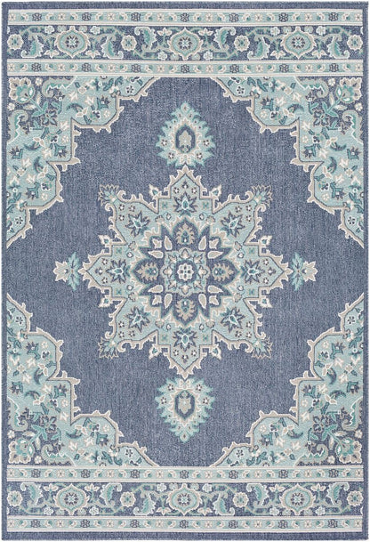 Surya Alfresco Alf-9670 Charcoal, Aqua, Taupe, White, Teal Area Rug