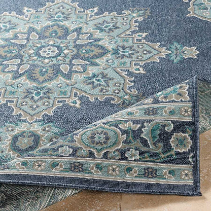 Surya Alfresco Alf-9670 Charcoal, Aqua, Taupe, White, Teal Area Rug