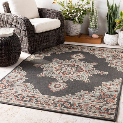 Surya Alfresco Alf-9671 Black, Sea Foam, Camel Area Rug