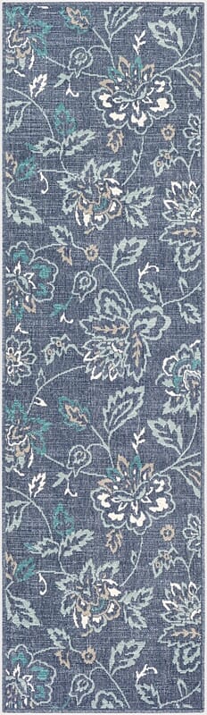 Surya Alfresco Alf-9673 Charcoal, Aqua, Taupe, White, Teal Floral / Country Area Rug