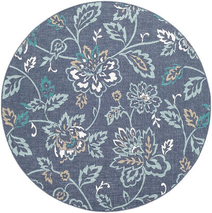 Surya Alfresco Alf-9673 Charcoal, Aqua, Taupe, White, Teal Floral / Country Area Rug