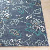 Surya Alfresco Alf-9673 Charcoal, Aqua, Taupe, White, Teal Floral / Country Area Rug