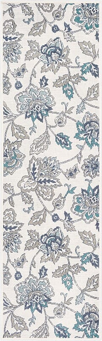 Surya Alfresco Alf-9674 Aqua, Taupe, White, Charcoal, Teal Floral / Country Area Rug