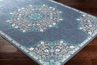 Surya Alfresco Alf-9678 Charcoal, Taupe, Teal, White, Aqua Area Rug