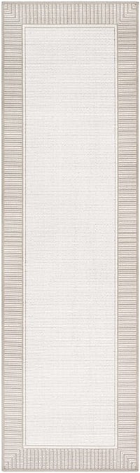 Surya Alfresco Alf-9681 Taupe, White Bordered Area Rug