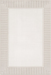 Surya Alfresco Alf-9681 Taupe, White Bordered Area Rug