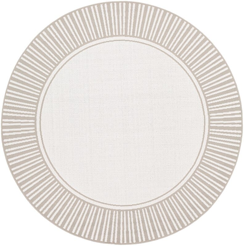 Surya Alfresco Alf-9681 Taupe, White Bordered Area Rug