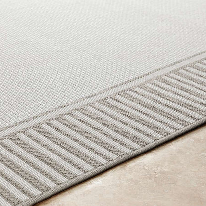 Surya Alfresco Alf-9681 Taupe, White Bordered Area Rug