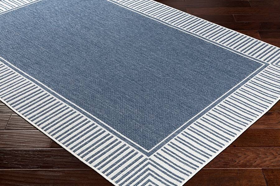 Surya Alfresco Alf-9682 Charcoal, White Bordered Area Rug