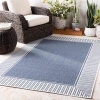 Surya Alfresco Alf-9682 Charcoal, White Bordered Area Rug