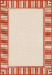 Surya Alfresco Alf-9683 Burnt Orange, Cream Bordered Area Rug