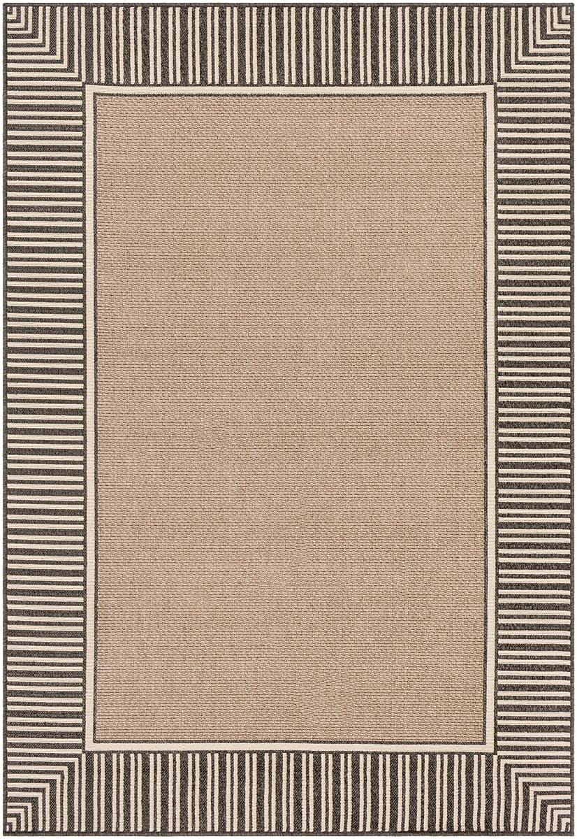 Surya Alfresco Alf-9684 Camel, Black, Cream Bordered Area Rug