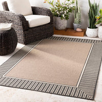 Surya Alfresco Alf-9684 Camel, Black, Cream Bordered Area Rug