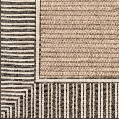 Surya Alfresco Alf-9684 Camel, Black, Cream Bordered Area Rug