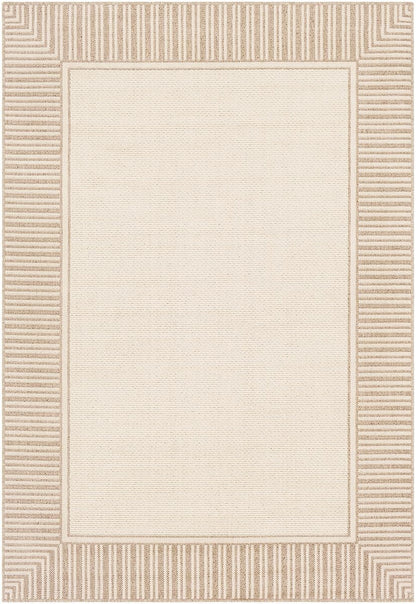 Surya Alfresco Alf-9685 Camel, Cream Bordered Area Rug