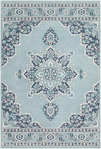 Surya Alfresco Alf-9687 Charcoal, Aqua, Teal, White Area Rug