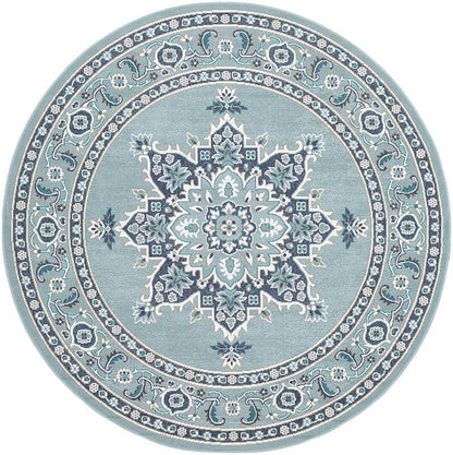 Surya Alfresco Alf-9687 Charcoal, Aqua, Teal, White Area Rug