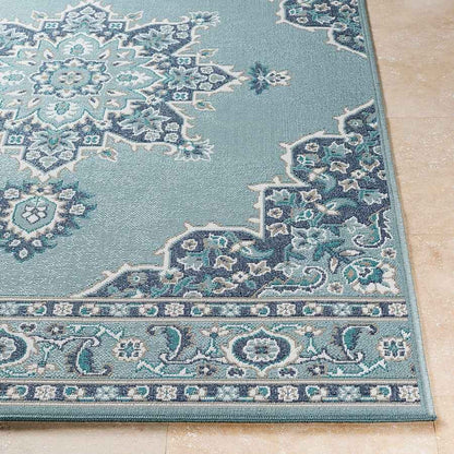 Surya Alfresco Alf-9687 Charcoal, Aqua, Teal, White Area Rug