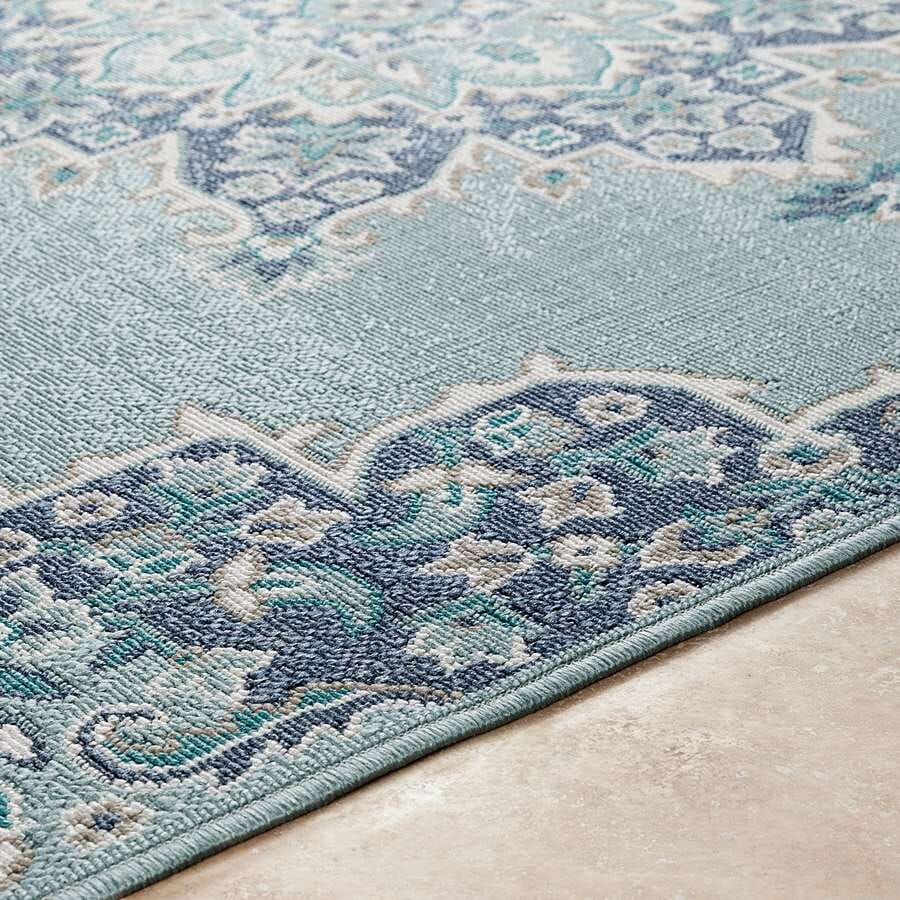 Surya Alfresco Alf-9687 Charcoal, Aqua, Teal, White Area Rug