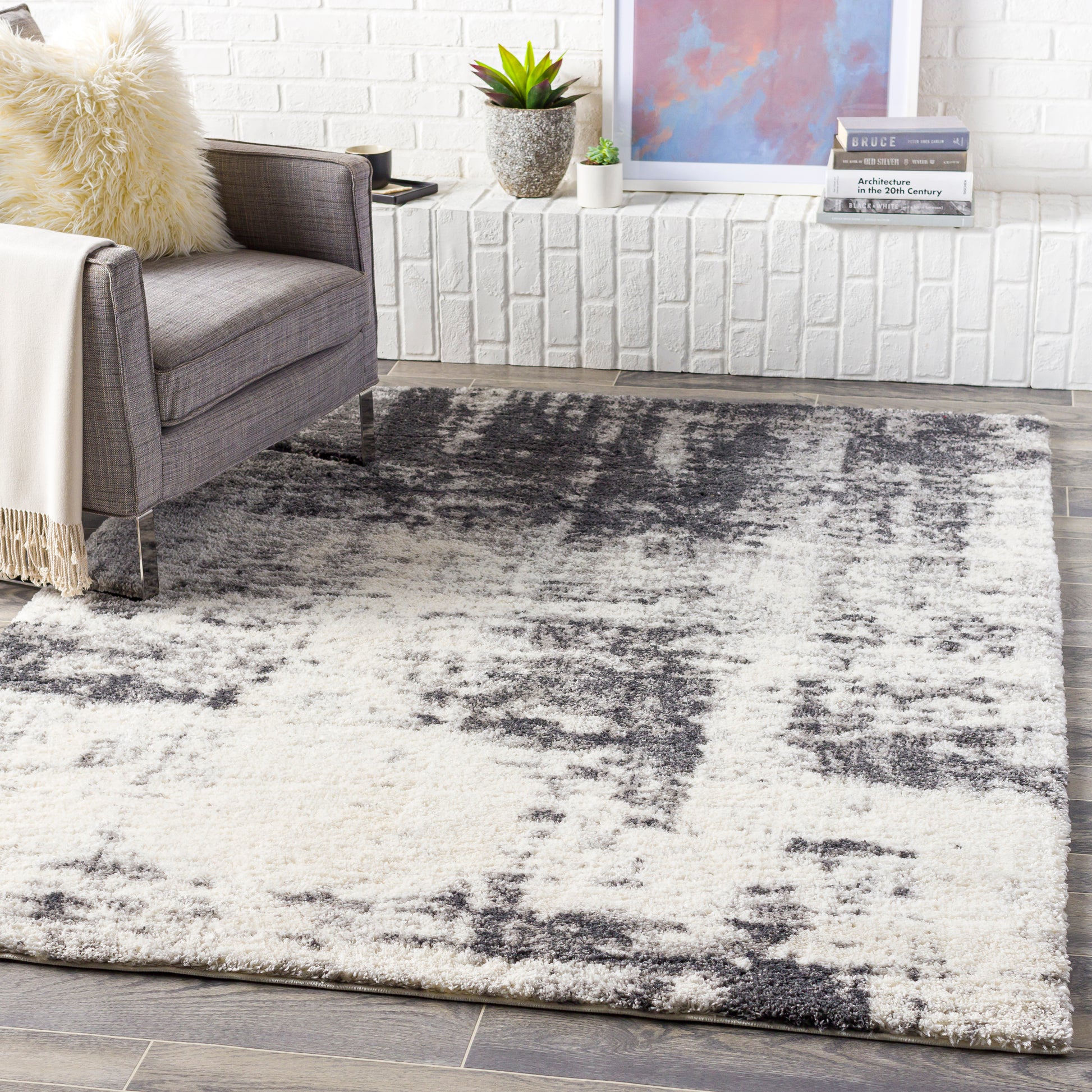 Surya Aliyah Shag Alh-2306 Light Gray, Cream, Medium Gray, Charcoal Area Rug