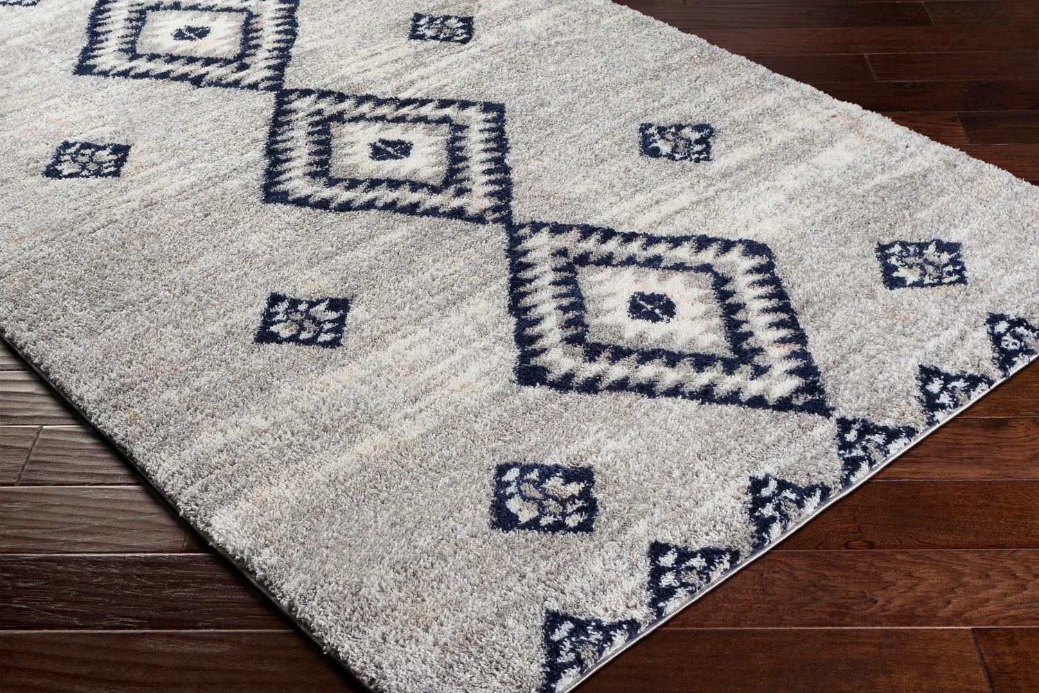 Surya Aliyah Shag Alh-2313 Light Gray, Cream, Medium Gray, Dark Blue Rugs.