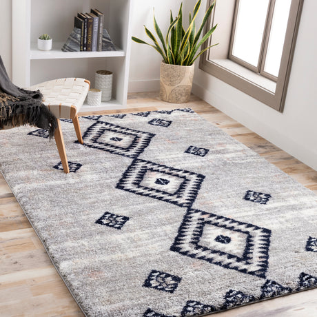 Surya Aliyah Shag Alh-2313 Light Gray, Cream, Medium Gray, Dark Blue Rugs.