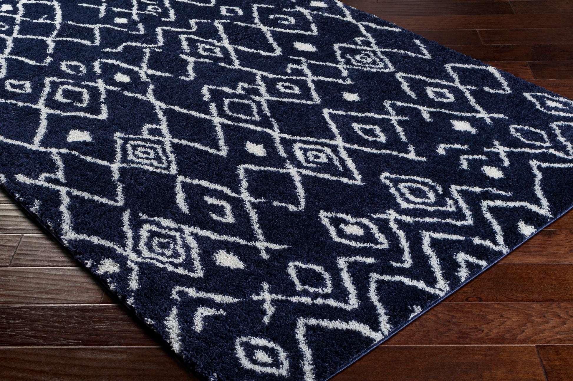 Surya Aliyah Shag Alh-2317 Dark Blue, Cream Area Rug