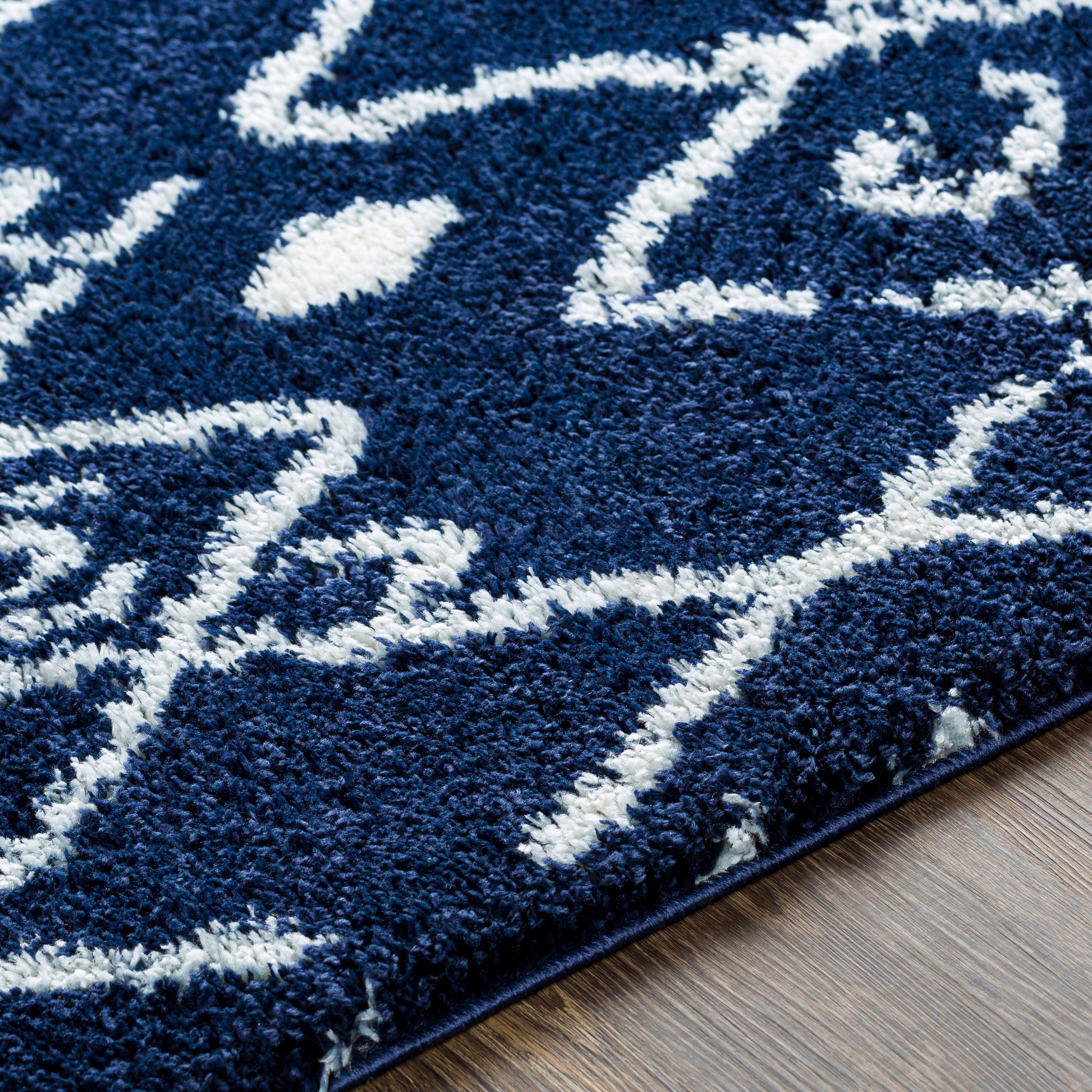 Surya Aliyah Shag Alh-2317 Dark Blue, Cream Area Rug