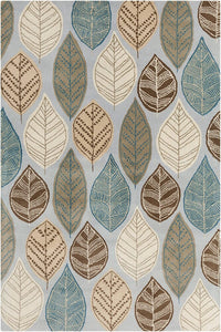 Chandra Allie All139 Grey / Blue / Tan / Brown Floral / Country Area Rug