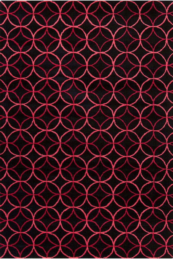 Chandra Allie All20 Black / Red / Pink Geometric Area Rug