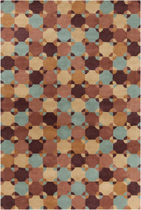 Chandra Allie All93 Gold / Brown / Blue Geometric Area Rug