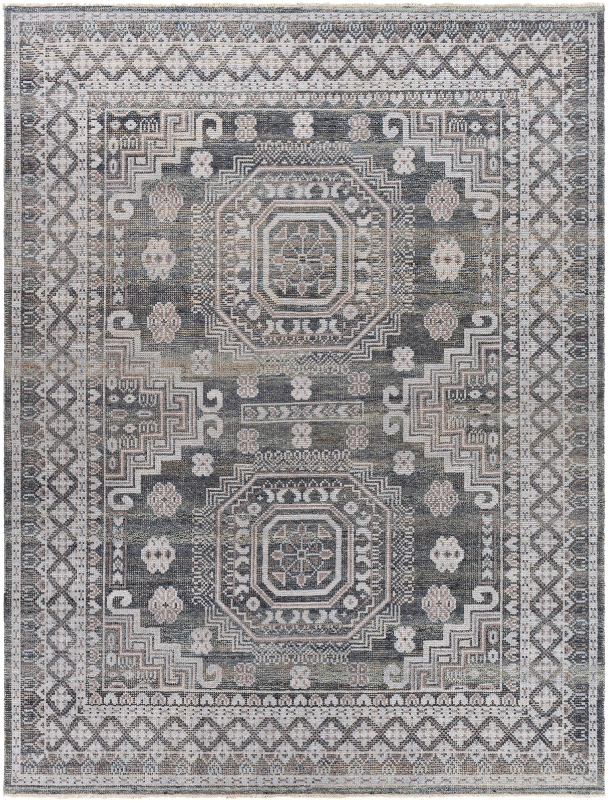 Surya Almeria Alm-2300 Charcoal, Medium Gray, Beige, Pale Blue Rugs.