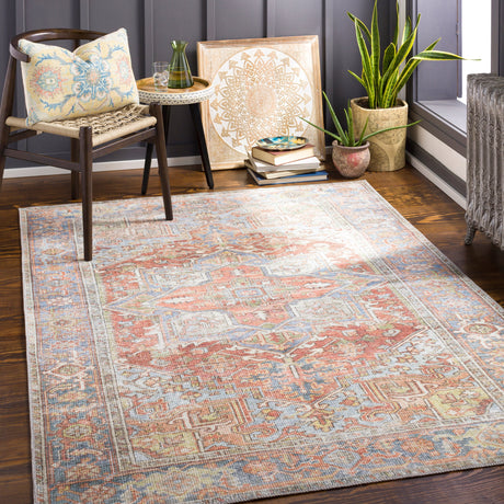 Surya Alanya Aly-2305 Dark Brown, Burnt Orange, Denim, Dark Blue Rugs.