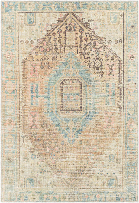 Surya Alanya Aly-2306 Denim, Peach, Tan, Grass Green Rugs.