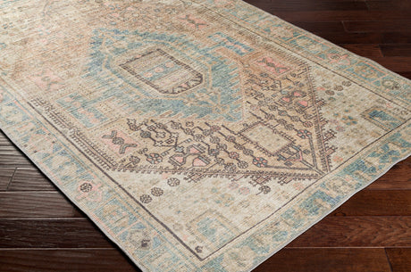 Surya Alanya Aly-2306 Denim, Peach, Tan, Grass Green Rugs.