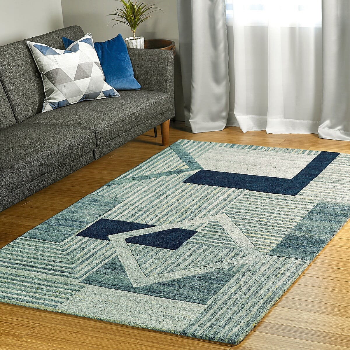 Kaleen Alzada Alz04-17 Blue Geometric Area Rug