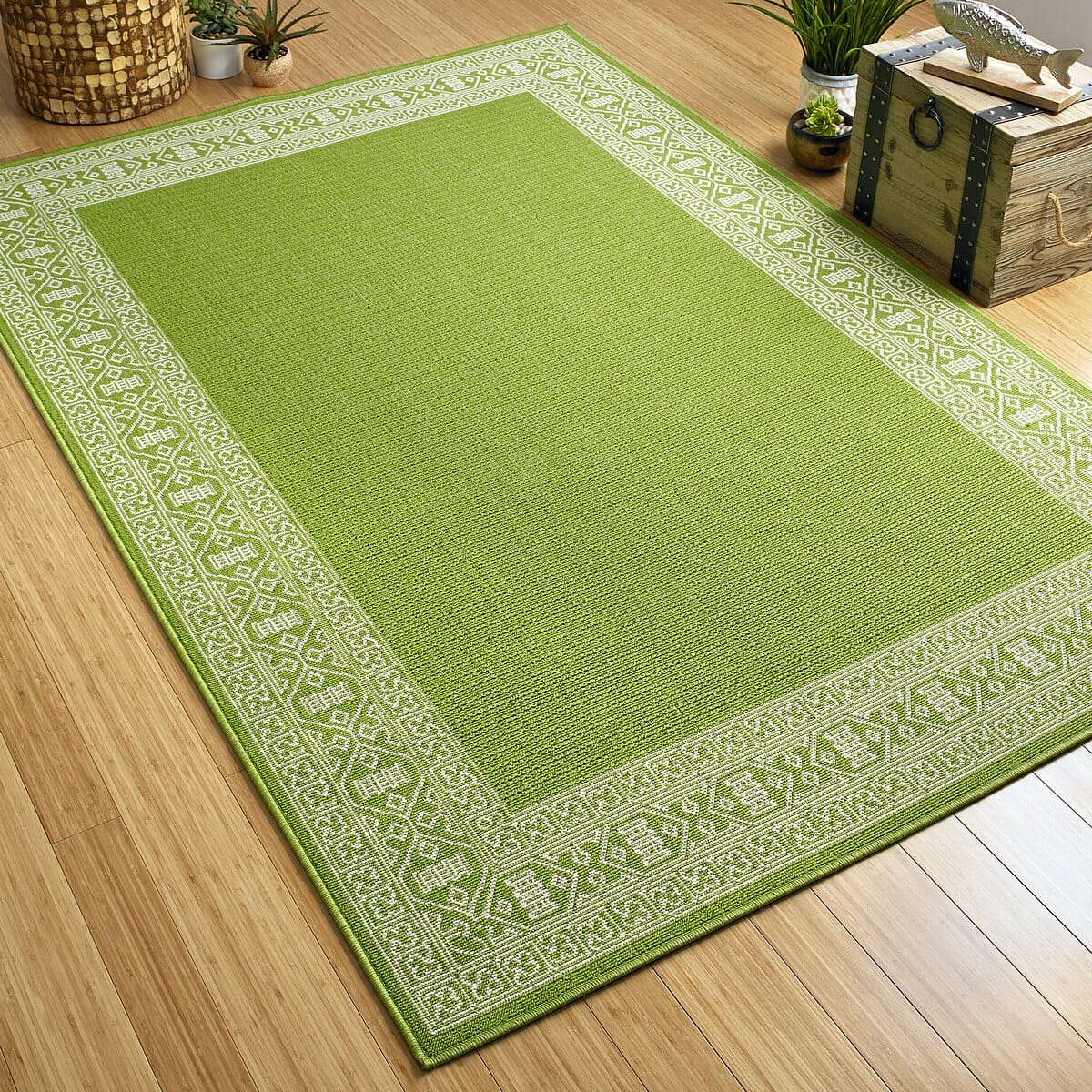 Kaleen Amalie Aml06-96 Lime Green Bordered Area Rug