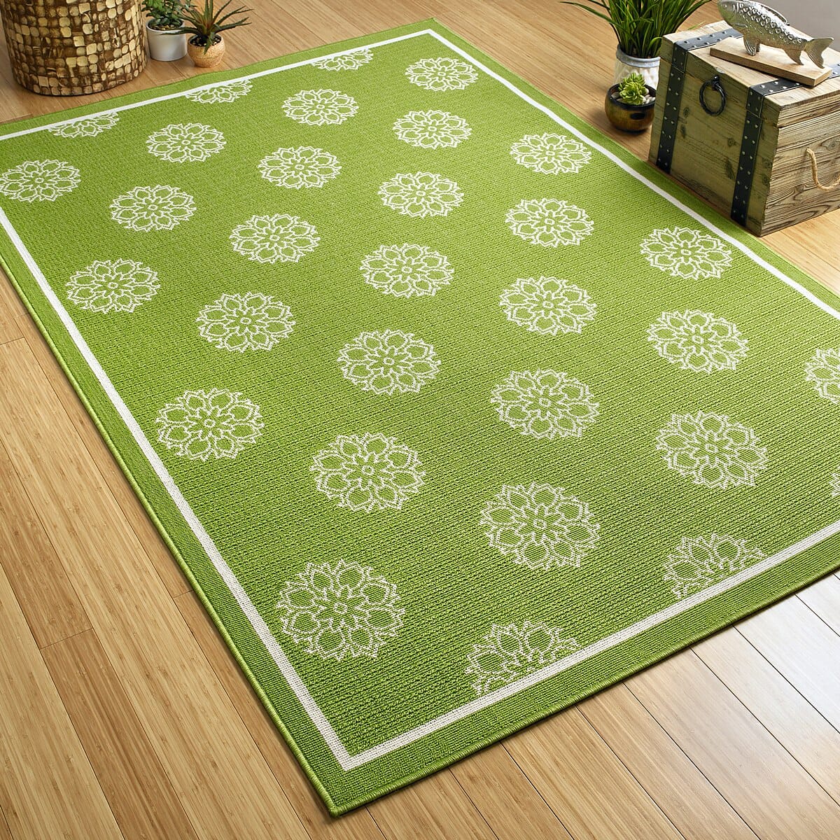 Kaleen Amalie Aml07-96 Lime Green Damask Area Rug