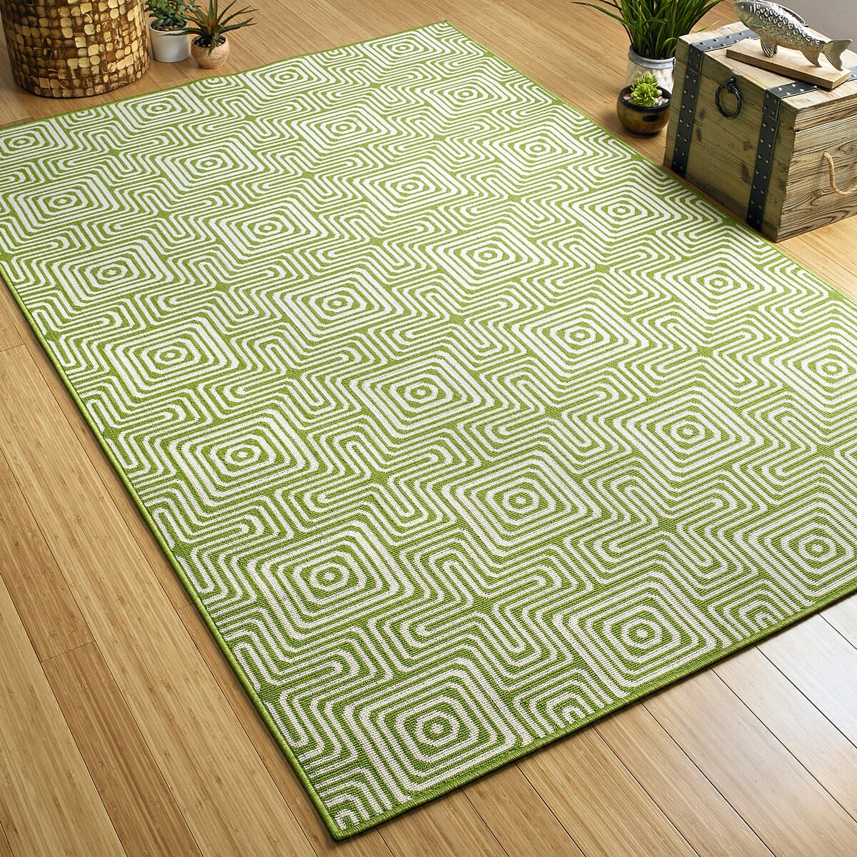 Kaleen Amalie Aml10-96 Lime Green Damask Area Rug