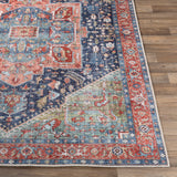 Surya Amelie Aml-2311 Navy, Peach, Grass Green, Coral Rugs.