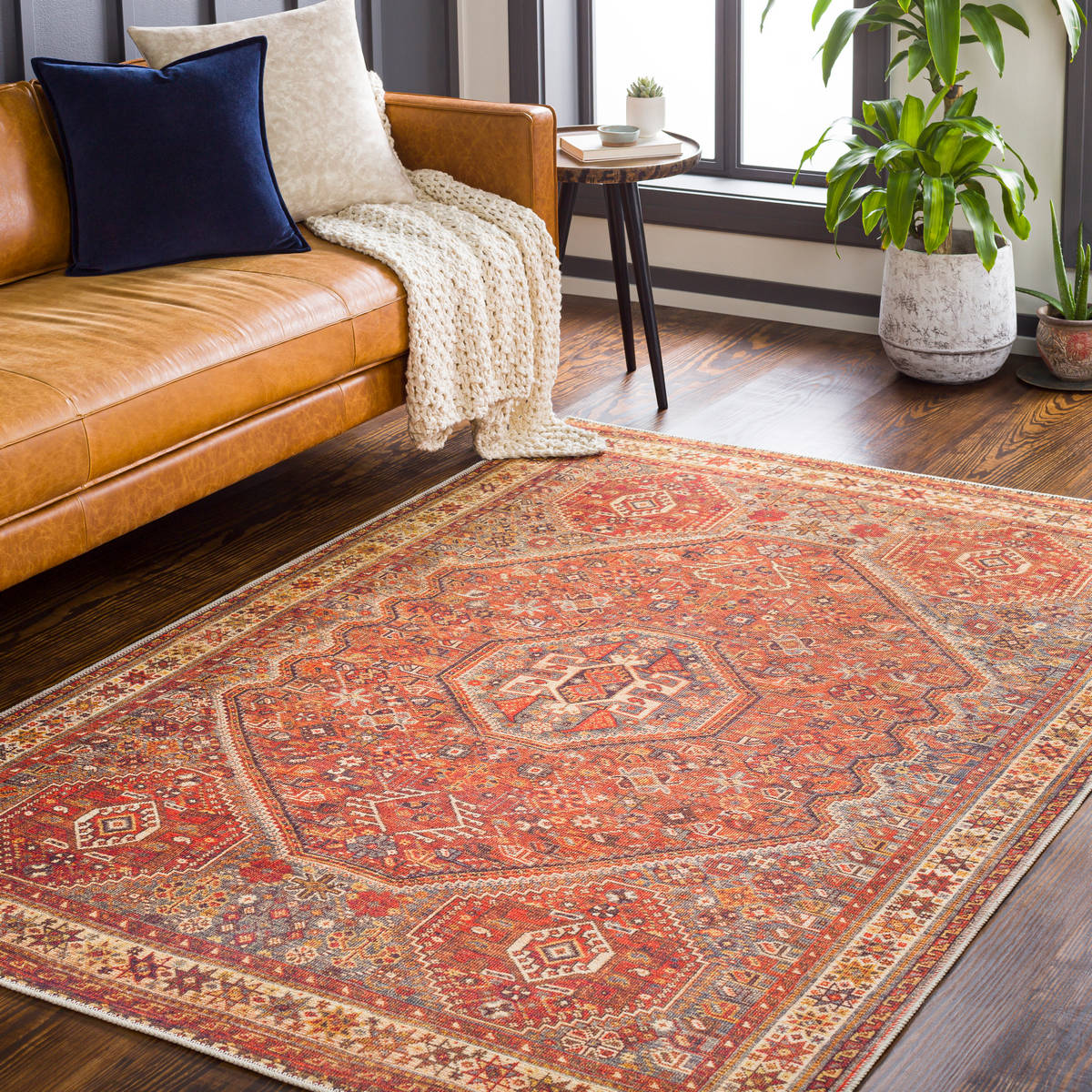 Surya Amelie Aml-2339 Burnt Orange, Saffron, Dark Brown, Brick Rugs.
