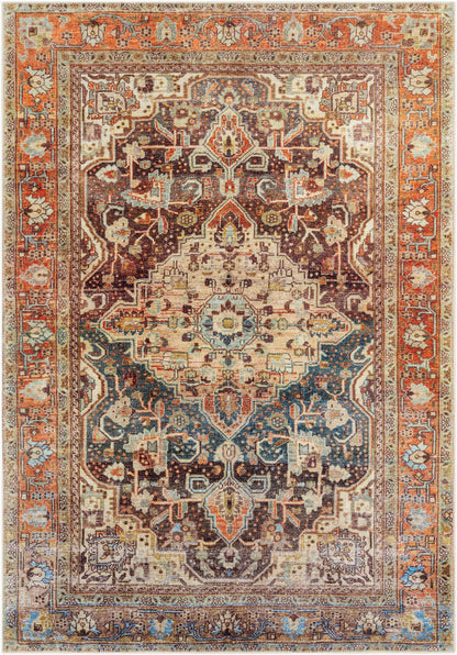 Surya Amelie Aml-2343 Charcoal, Dark Blue, Burnt Orange, Olive Area Rug