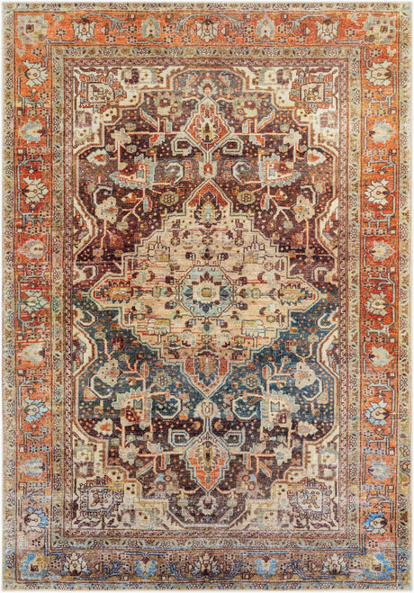 Surya Amelie Aml-2343 Charcoal, Dark Blue, Burnt Orange, Olive Rugs.