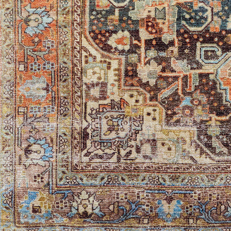 Surya Amelie Aml-2343 Charcoal, Dark Blue, Burnt Orange, Olive Rugs.