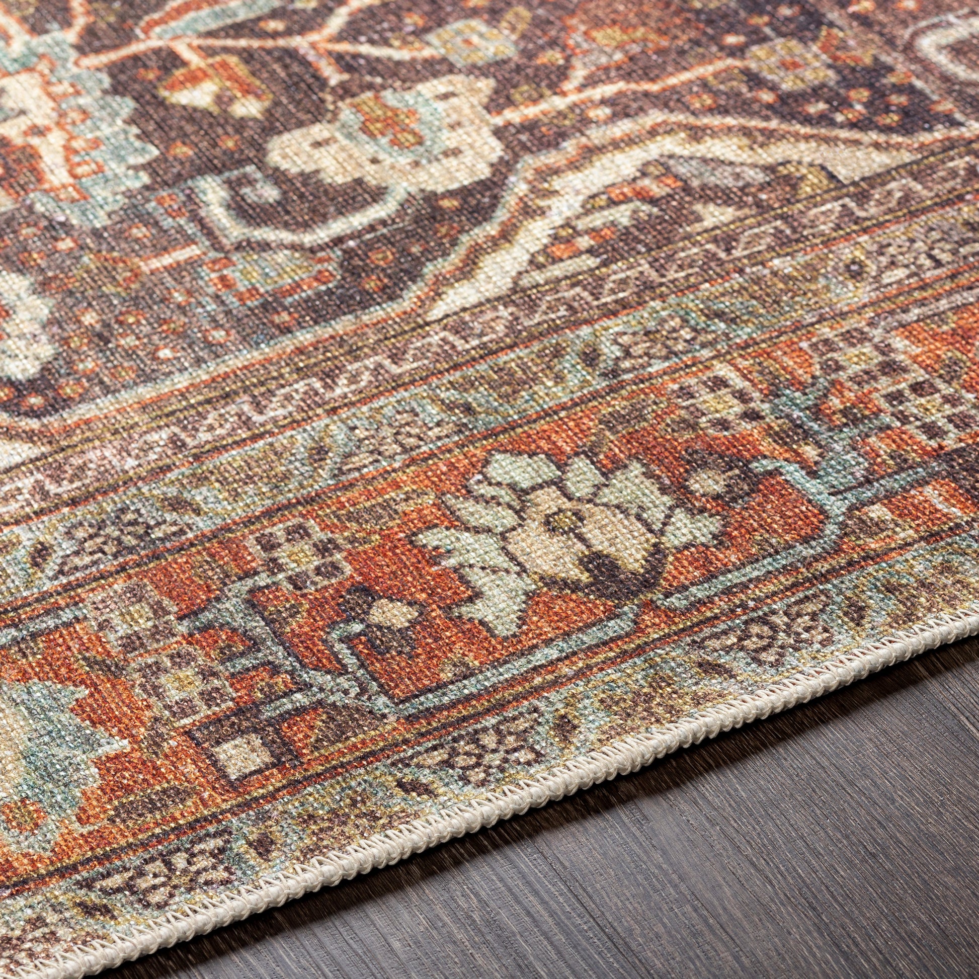 Surya Amelie Aml-2343 Charcoal, Dark Blue, Burnt Orange, Olive Area Rug