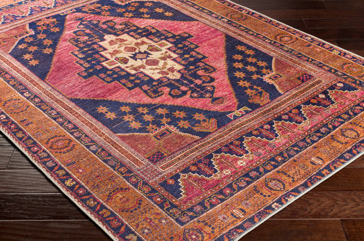 Surya Amelie Aml-2347 Dark Blue, Bright Pink, Burnt Orange, Wheat Rugs.
